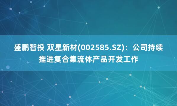 盛鹏智投 双星新材(002585.SZ)：公司持续推进复合集流体产品开发工作